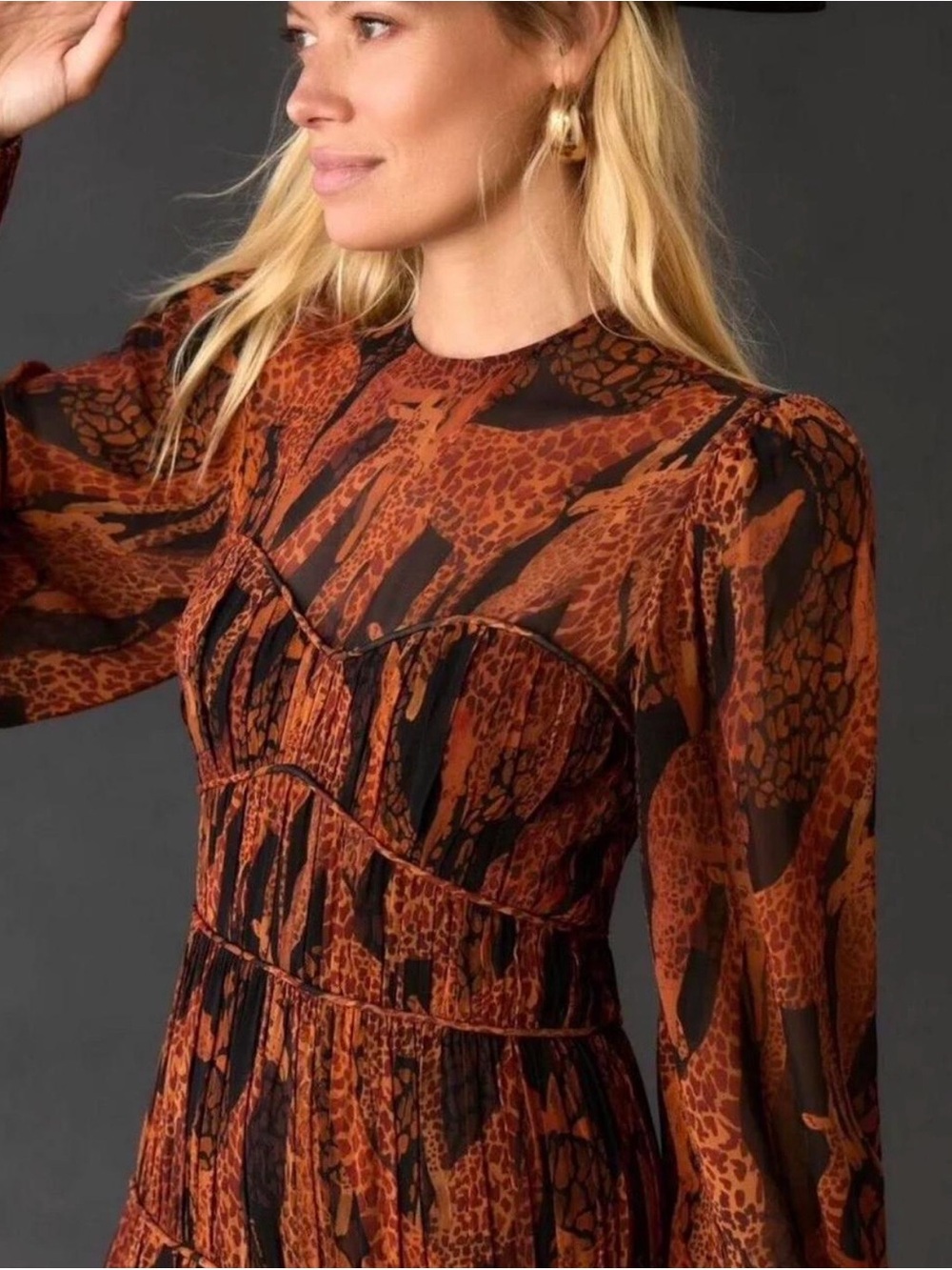 FARM Rio Rust and Black Tiered Maxi Dress - Picture 2 of 4